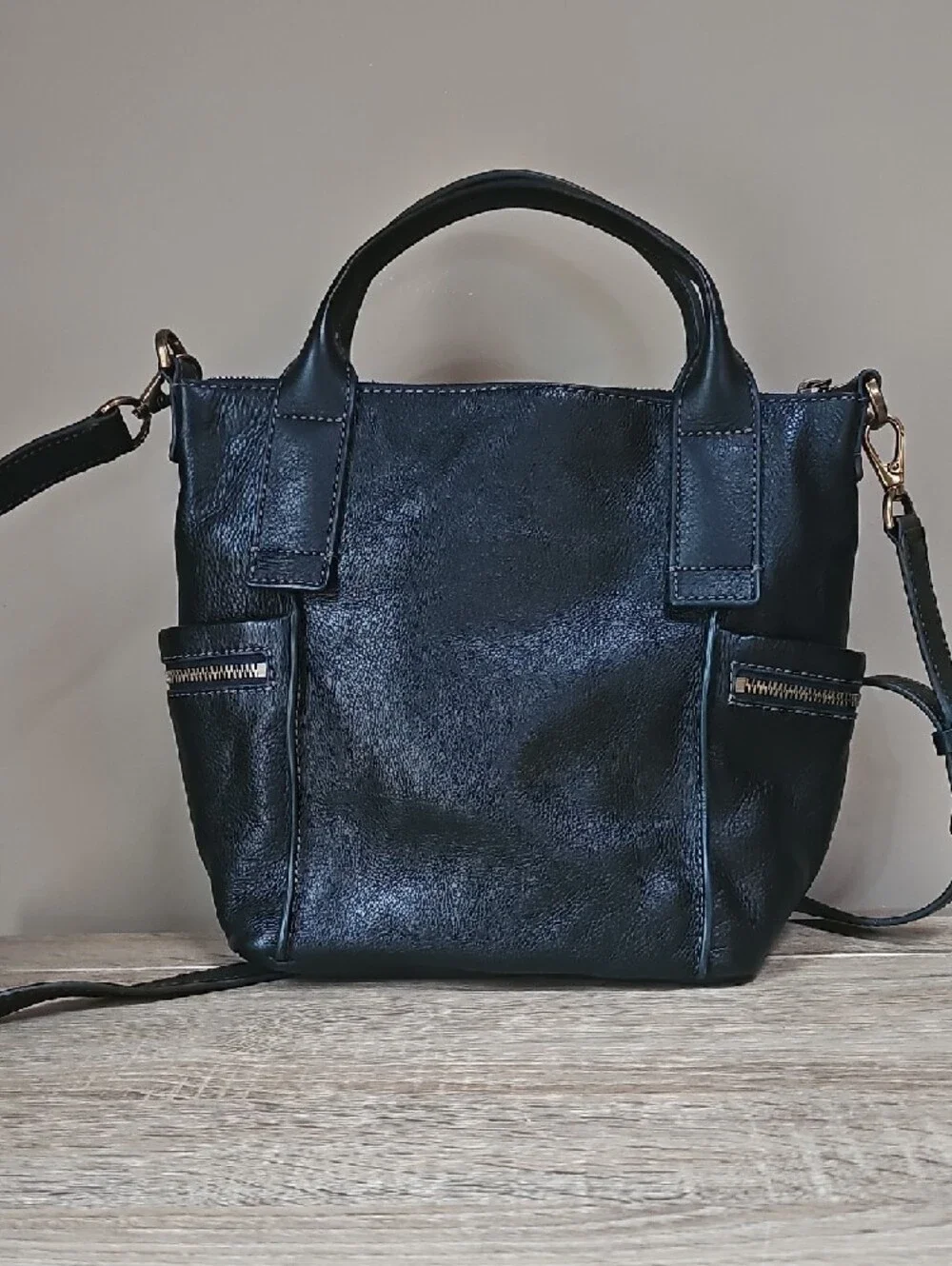 Fossil Emerson Black Leather Satchel with Detachable Strap